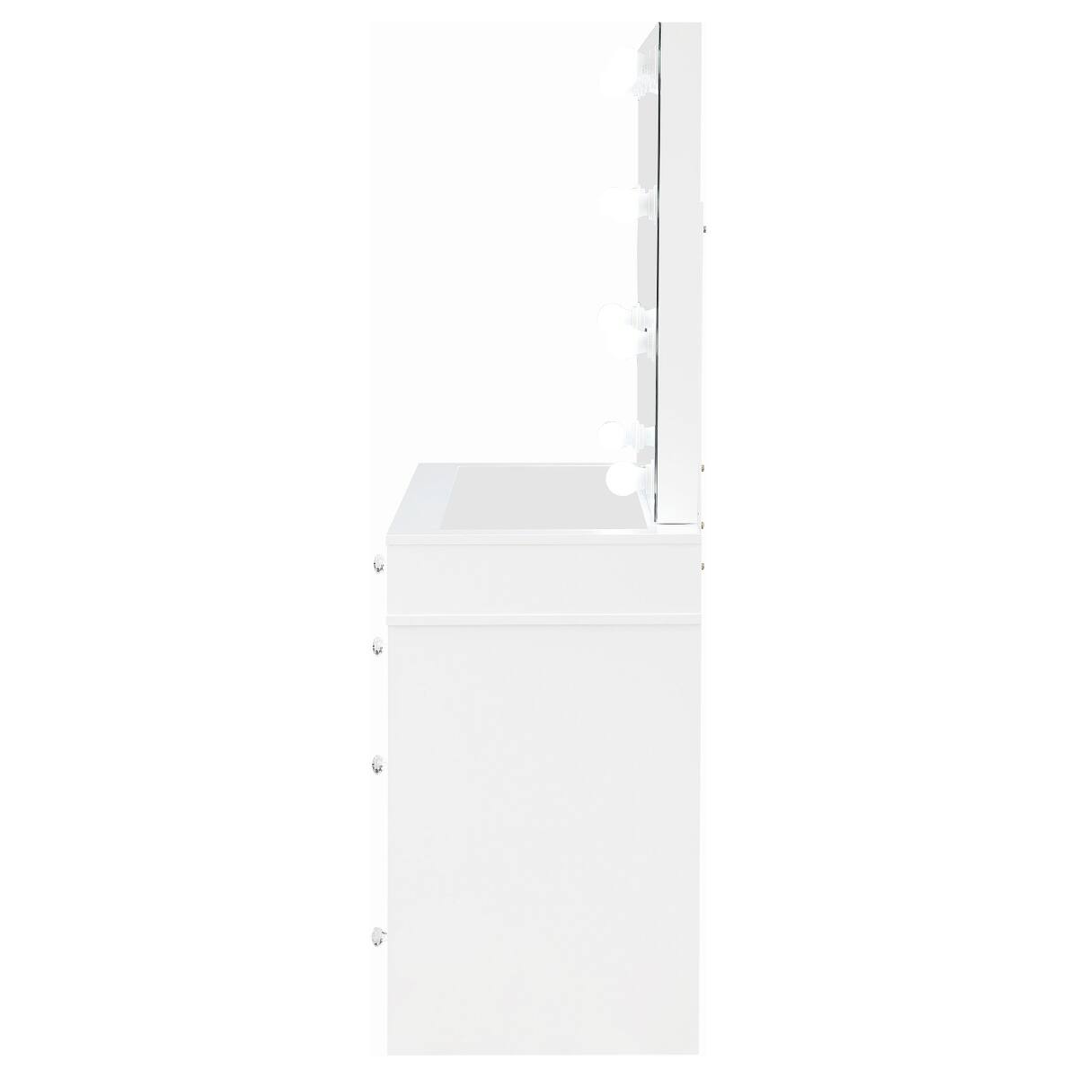 Alt View 3. Loheer - Loheer white makeup vanity table with lighted mirror and stool, 47.5-Inch - White.