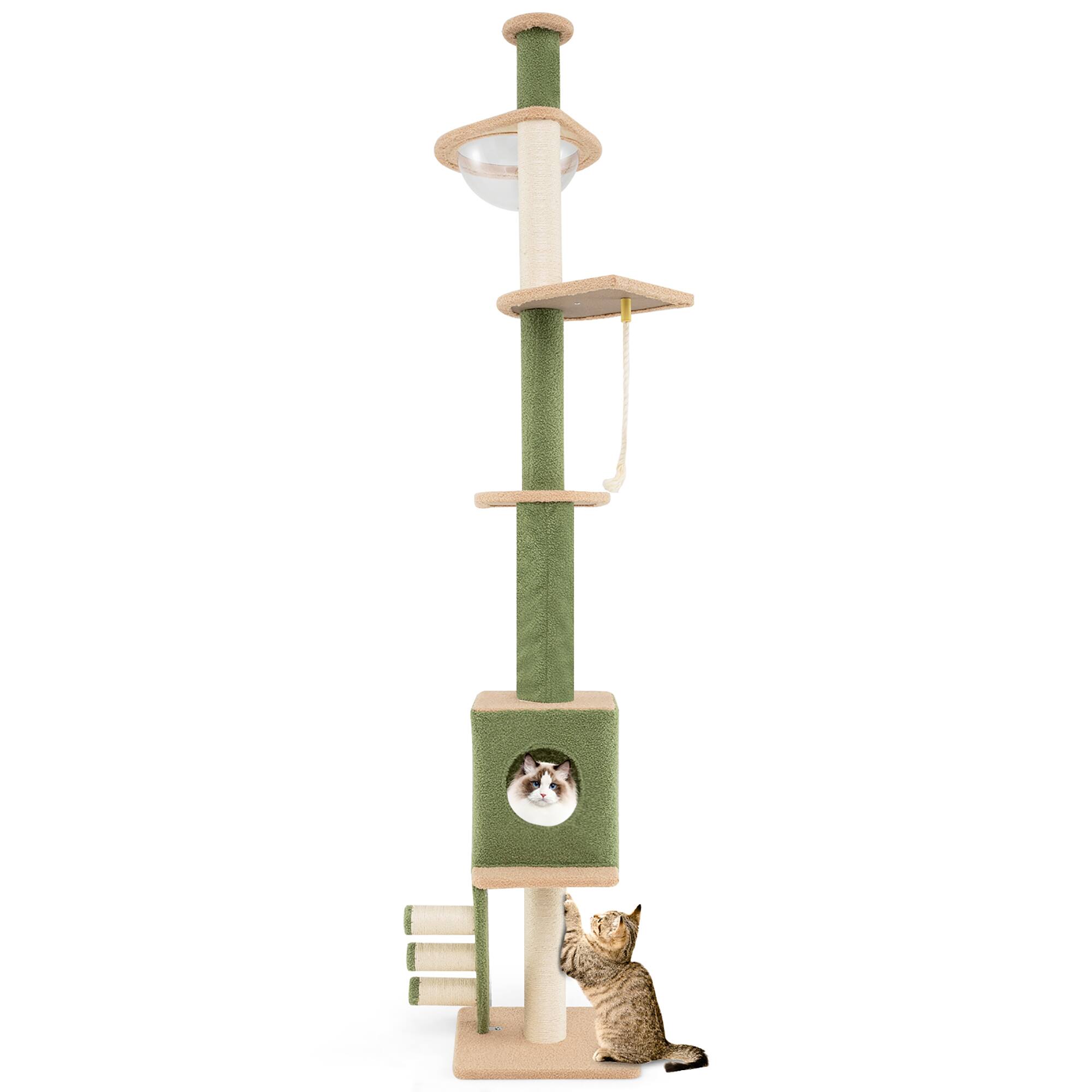 Alt View 9. Gymax - Gymax Floor to Ceiling Cat Tree w/ 86''-99.5'' Adjustable Height Space Capsule Condo.