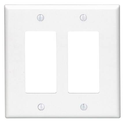Front. Leviton - Decora 2-Gang Rocker Wall Plate, Midway Size - White.