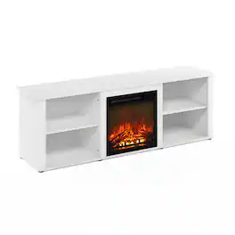 Furinno - Classic 70 Inch TV Stand with Fireplace - Solid White