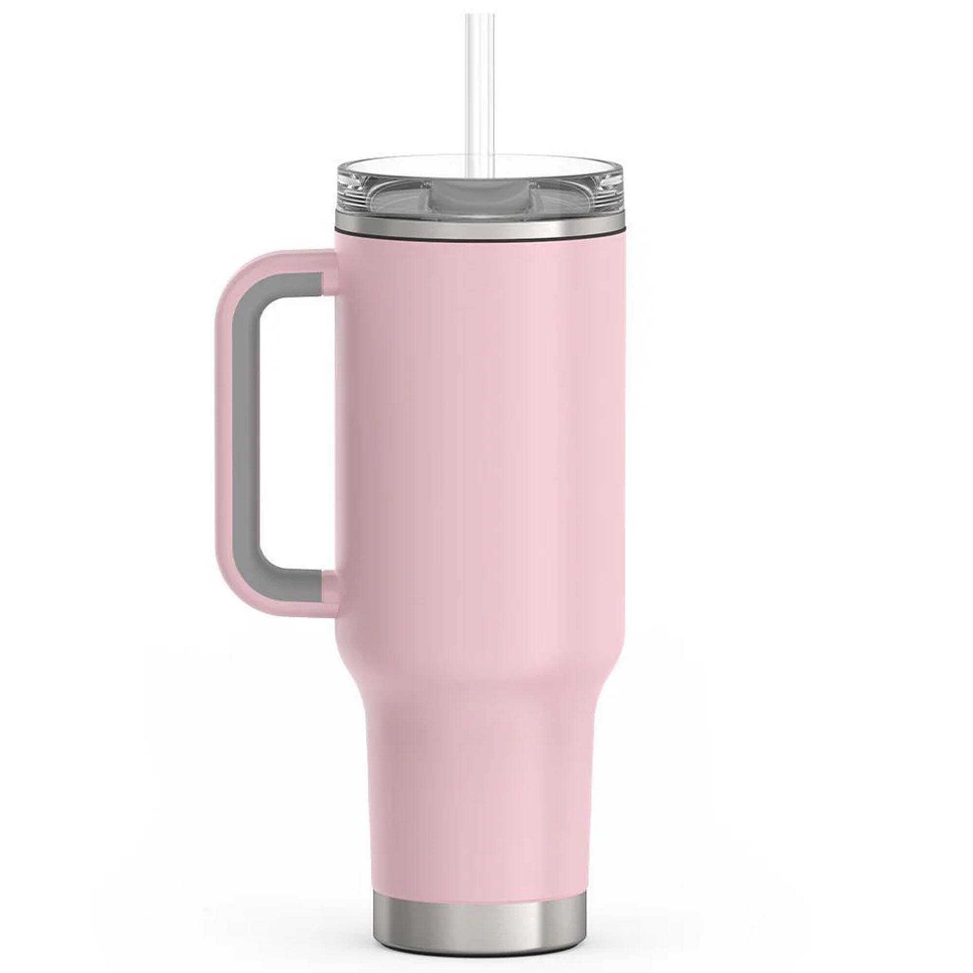 Alt View 2. Thermos - Thermos 40 oz Stainless Steel Cup Holder Mug w/ Straw - Sunset Pink - Sunset Pink.