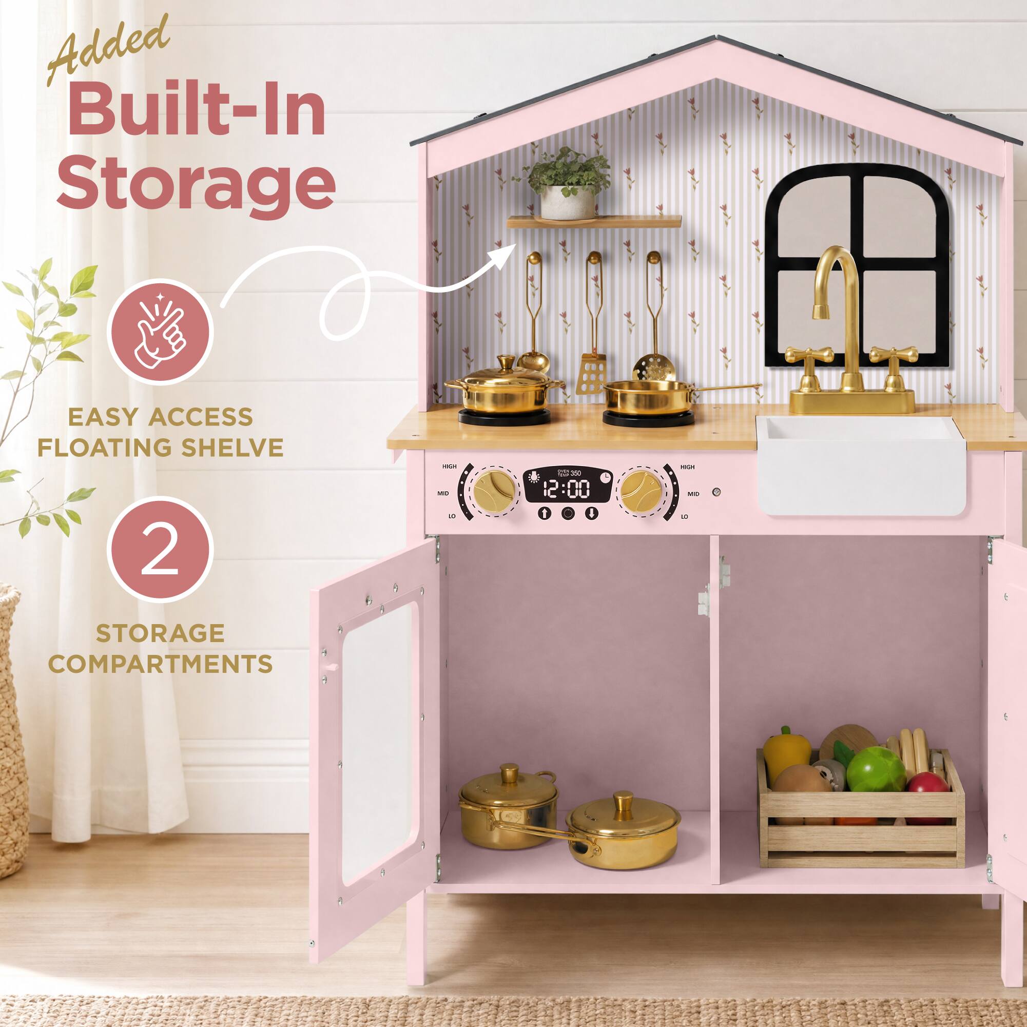 Added Built-In Storage

EASY ACCESS FLOATING SHELF

2 STORAGE COMPARTMENTS