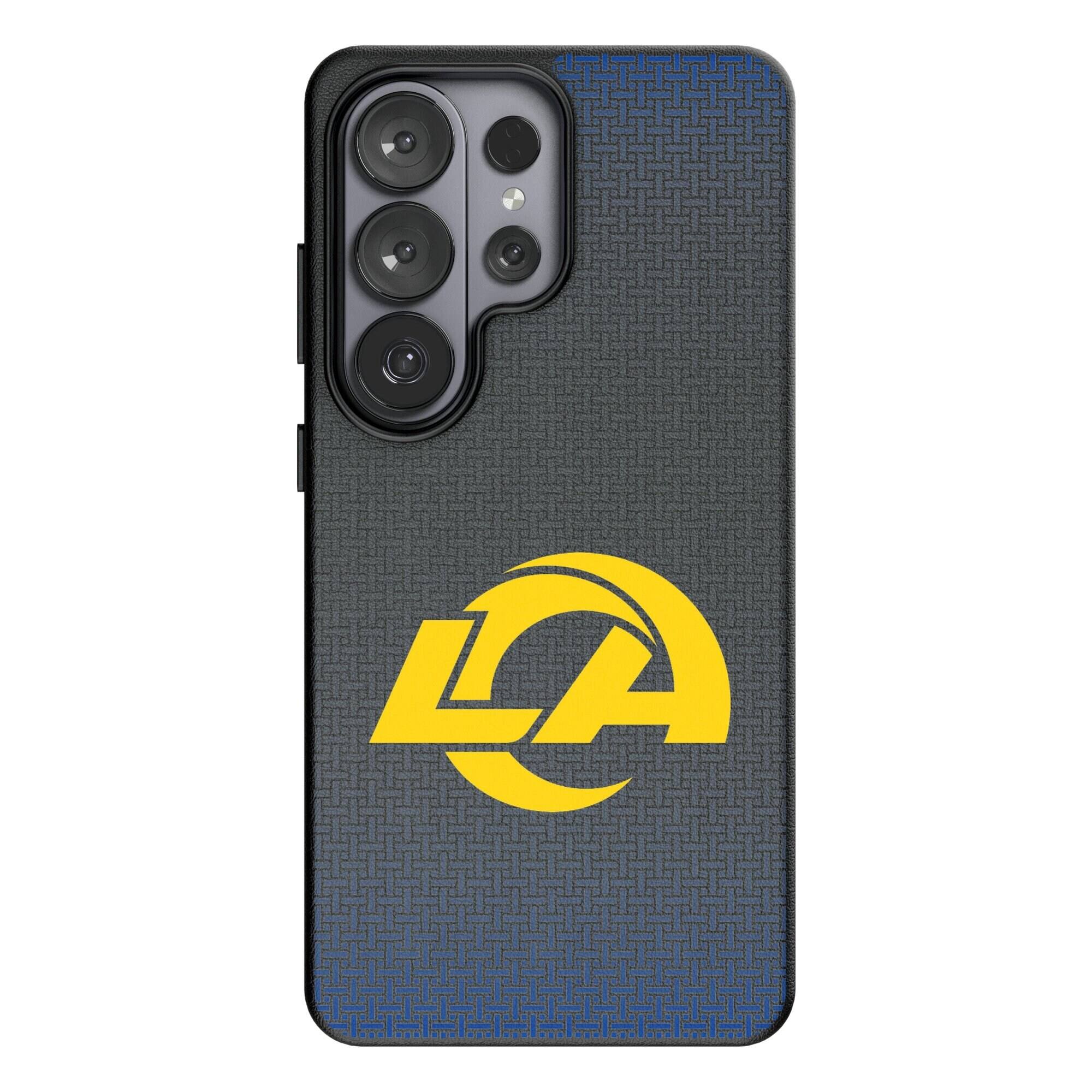 Front. Keyscaper - Los Angeles Rams Linen Galaxy Magnetic Bump Case - S26 Ultra - Black.