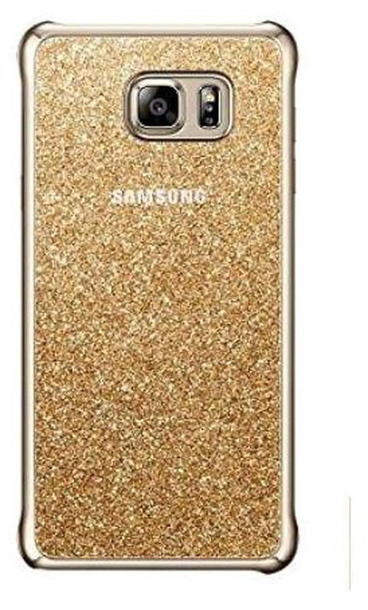 Front. Samsung - Original Samsung Galaxy Note 5 Glitter Protective Back Cover Case I Color: Gold - Gold.