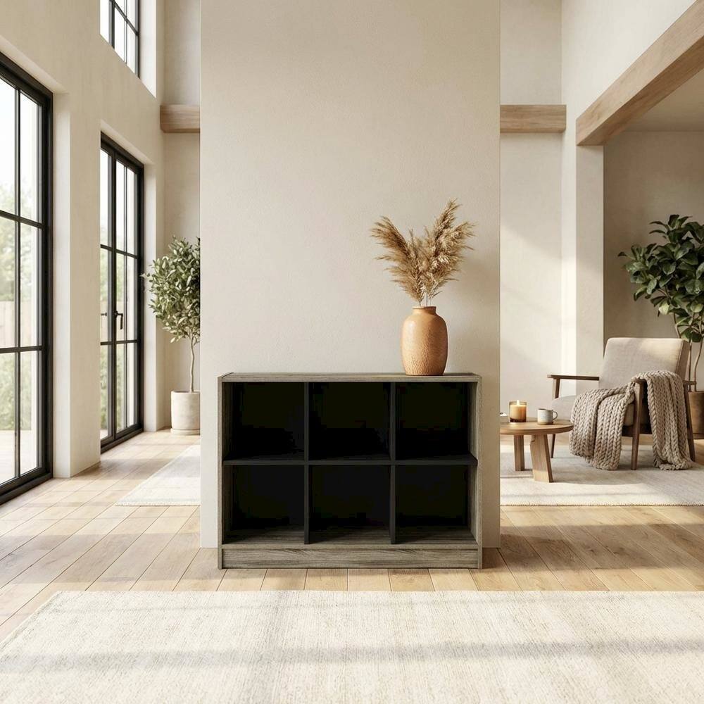 Left. FurniFact - Engineered Wood bookcase with rustic finish for living room or office use - French Oak.