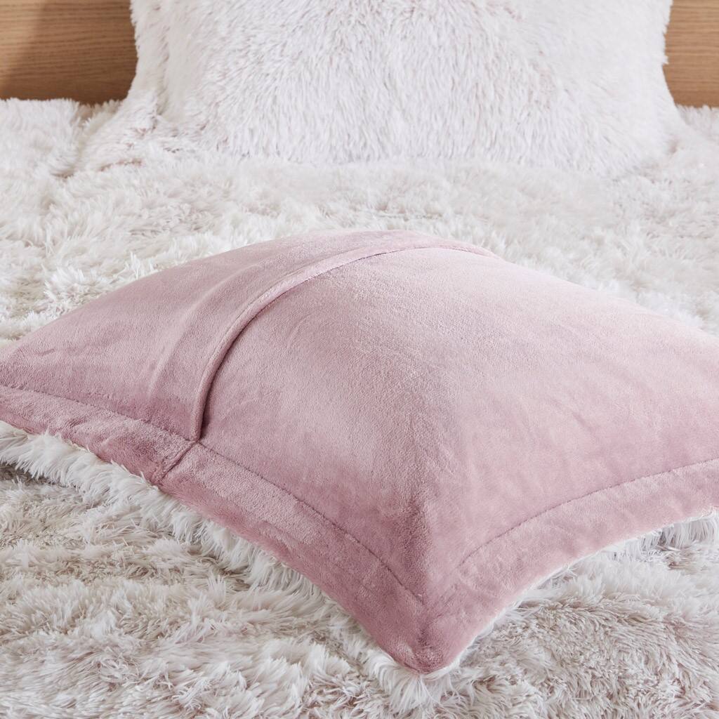 Alt View 3. Gracie Mills - Gracie Mills Susie Contemporary Shaggy Long Fur Comforter Set - Pink/White.