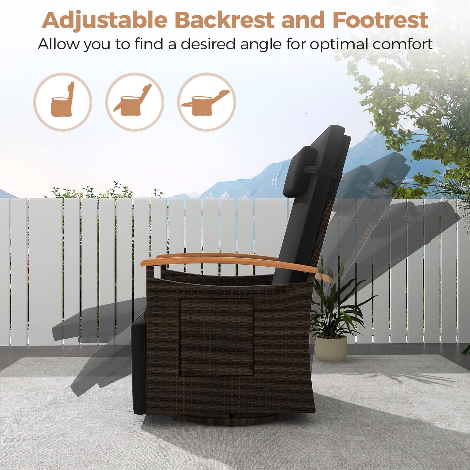 Adjustable Backrest and Footrest

Allow you to find a desired angle for optimal comfort