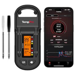 TempPro - TempSpike Plus 600 ft Wireless Meat Thermometer with Two Ultra-Thin Probes & LCD Booster (Formerly ThermoPro) - Black