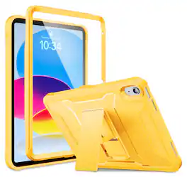 VIKESI - Protective Case for iPad (A16) 11–inch & iPad 10th Gen 10.9 –inch – Shockproof Design with Built-in Screen Guard - Lemon Yellow