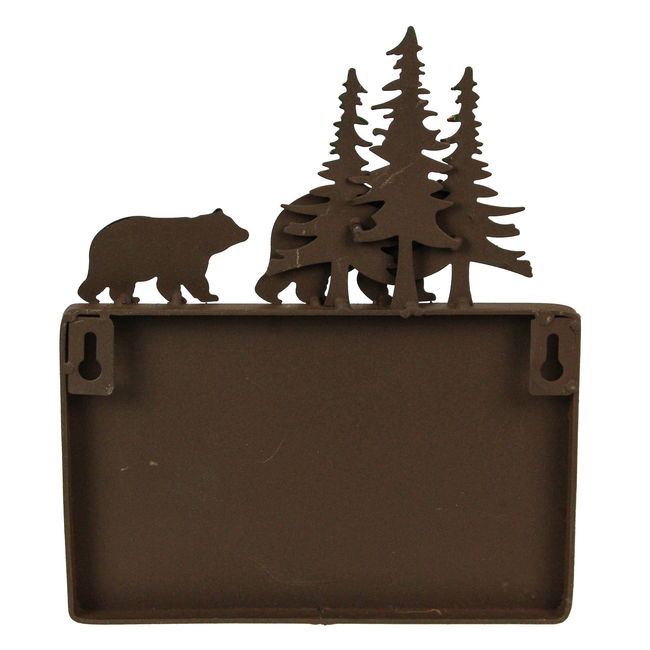 Alt View 6. Mayrich Company - Rustic Brown Painted Metal Walking Bear Toilet Paper Roll Holder With Phone Shelf - Multicolored.