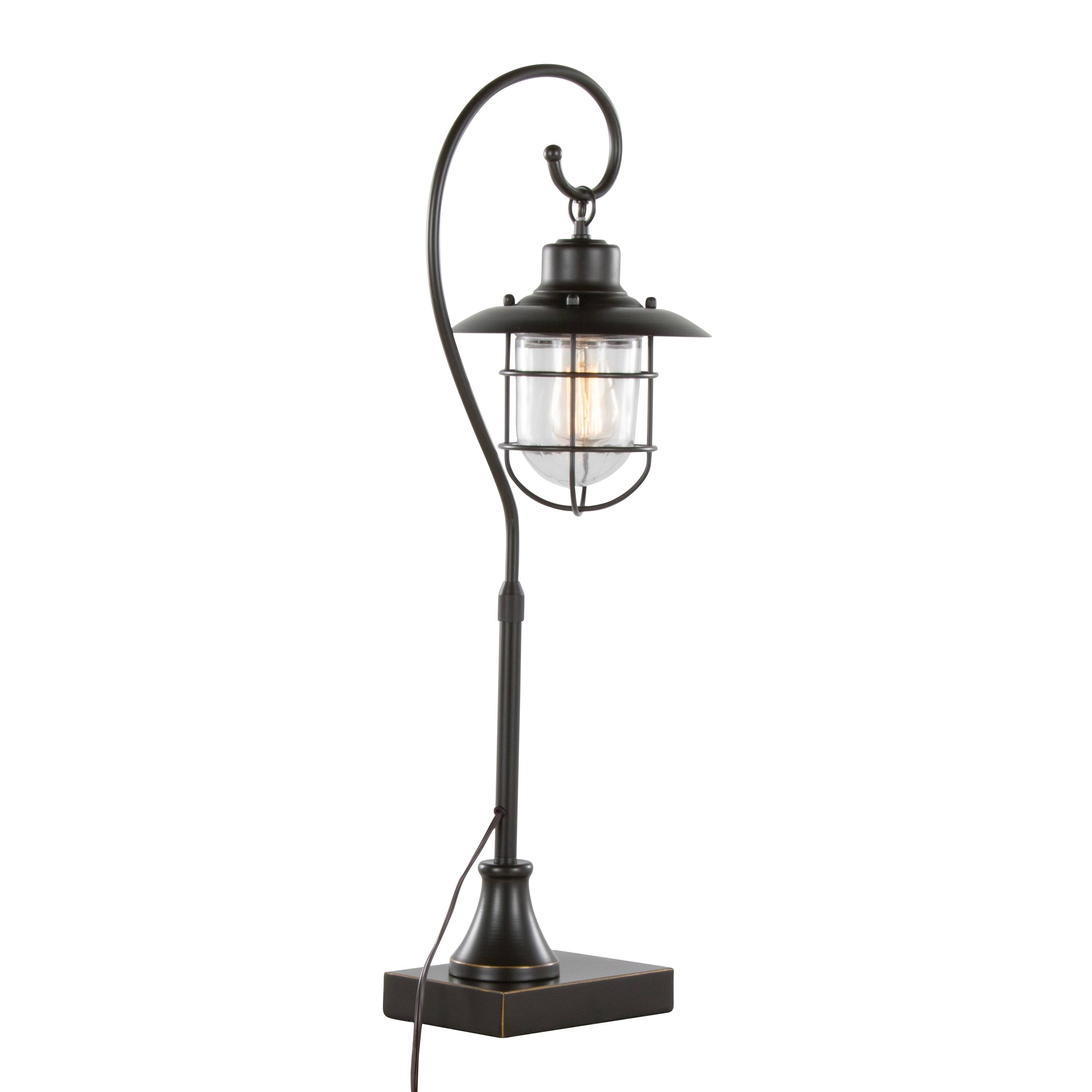Alt View 1. Loheer - Loheer Oil Rubbed Bronze Task Lamp with Clear Glass Shade Set of Two 35 Inch Contemporary Metal Desk Lamps - Bronze.