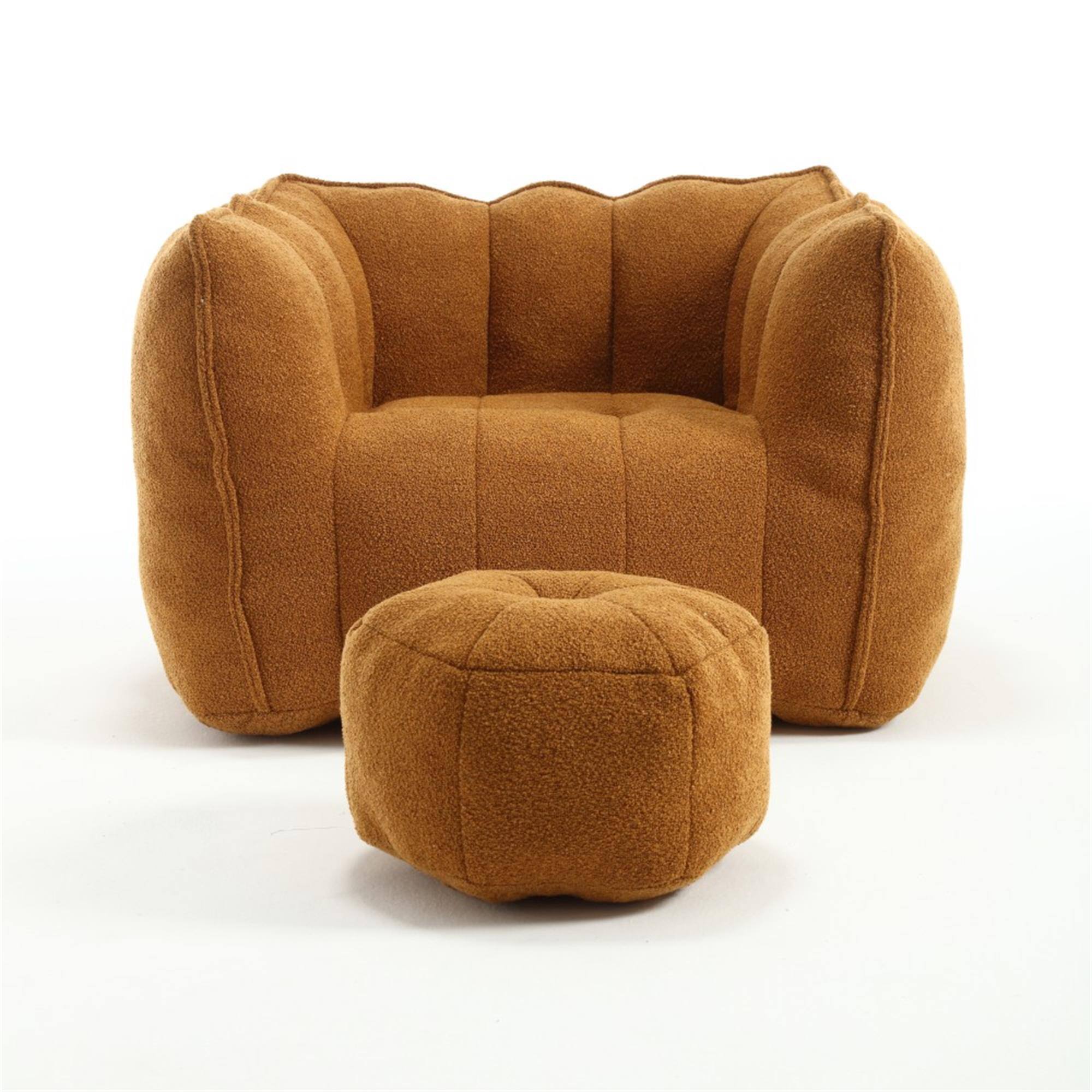 Front. Boyel Living - Yellow Soft Bean Bag Chair with High Resilient Foam(Chips)for living room and bedroom - yellow.