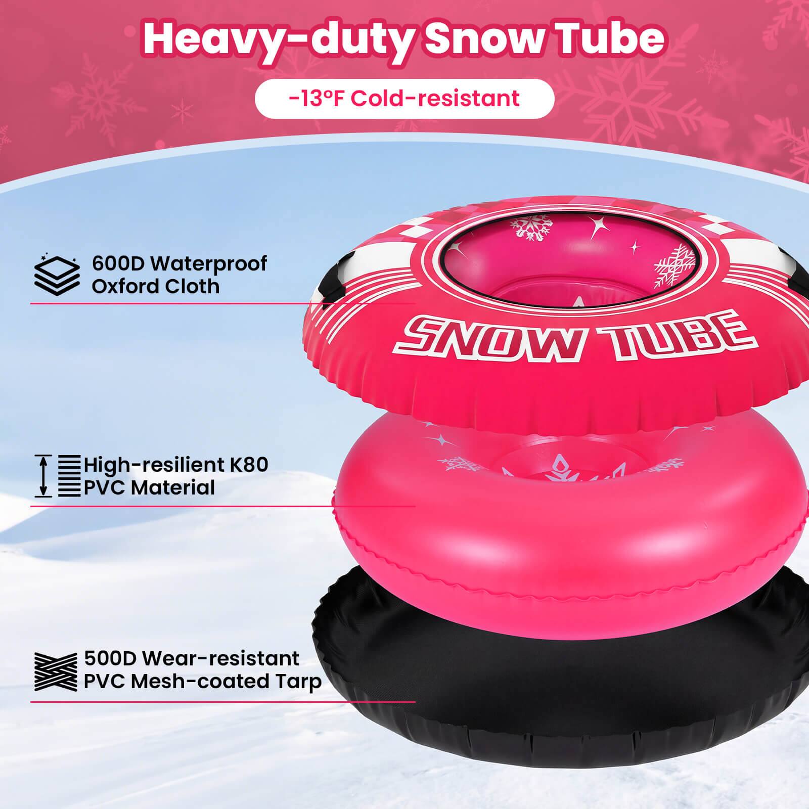 Heavy-duty Snow Tube  
-13°F Cold-resistant  
600D Waterproof Oxford Cloth  
High-resilient K80 PVC Material  
500D Wear-resistant PVC Mesh-coated Tarp