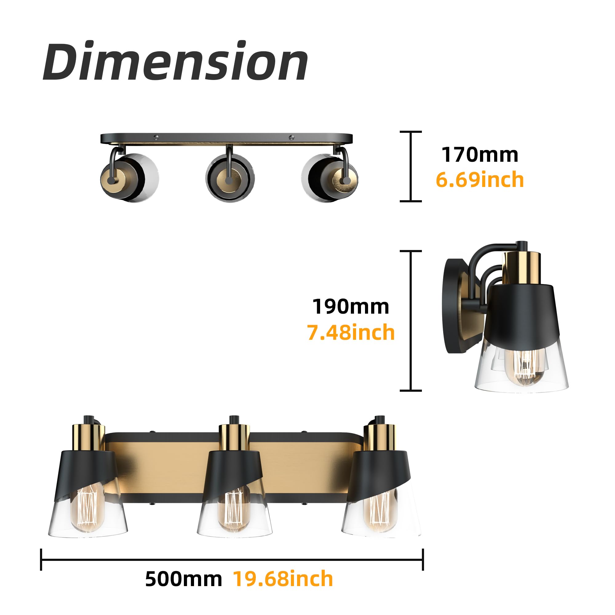 Dimension

170mm 6.69inch

190mm 7.48inch

500mm 19.68inch