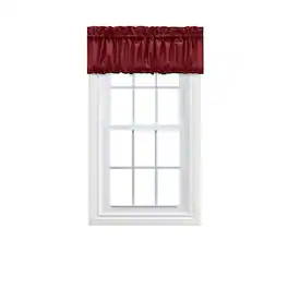 Ellis Curtain - Ellis Stacey 1.5" Rod Pocket High Quality Fabric Solid Color Window Balloon Valance 60"x15" - Merlot