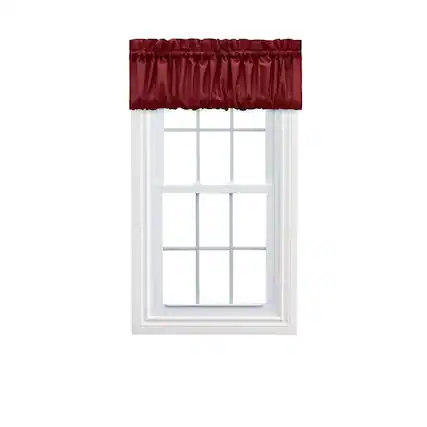 Front. Ellis Curtain - Ellis Stacey 1.5" Rod Pocket High Quality Fabric Solid Color Window Balloon Valance 60"x15" Merlot - Merlot.