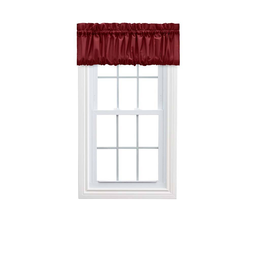 Front. Ellis Curtain - Ellis Stacey 1.5" Rod Pocket High Quality Fabric Solid Color Window Balloon Valance 60"x15" Merlot - Merlot.