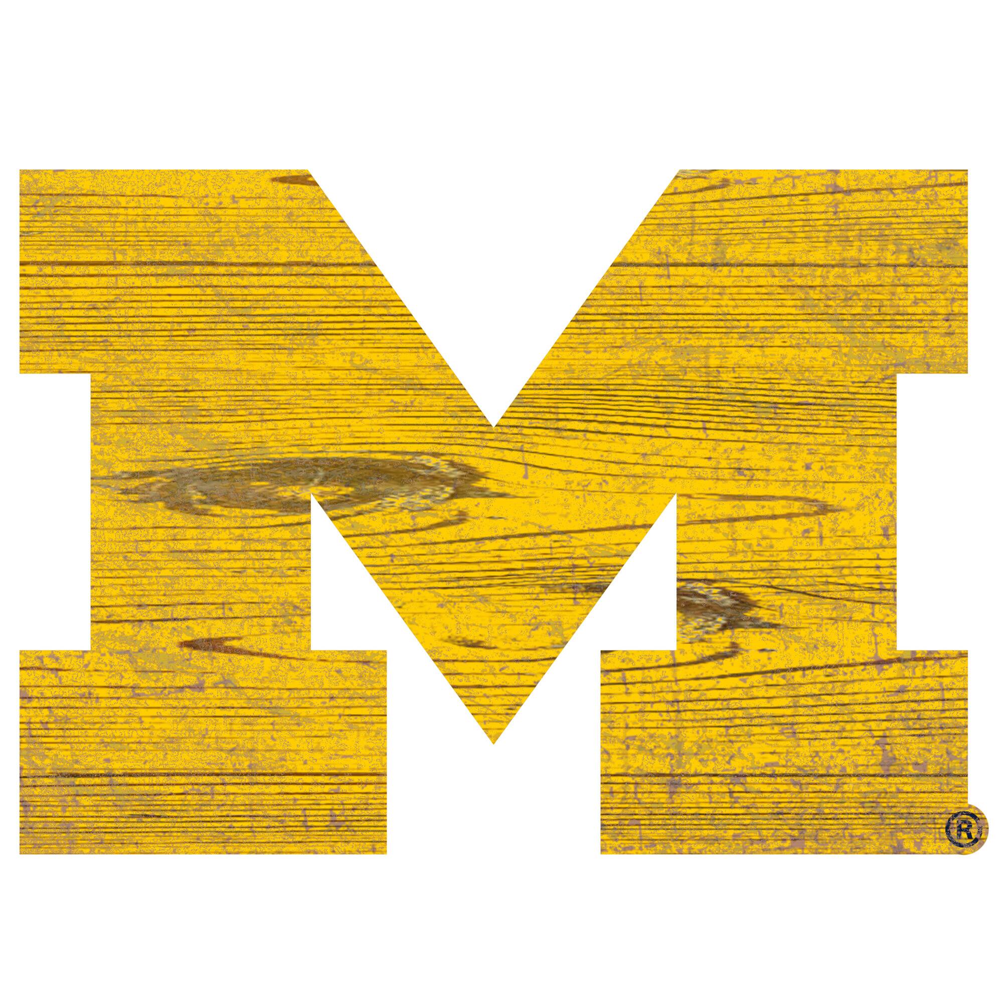 Front. Fan Creations - Michigan Wolverines Distressed Logo Cutout Sign - Multicolor.