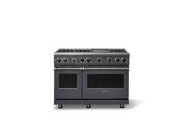 Viking - 48"W. 7.3 Cu. Ft. Freestanding Sealed 6 Burner Gas Range/Griddle - Cast Black - Cast Black