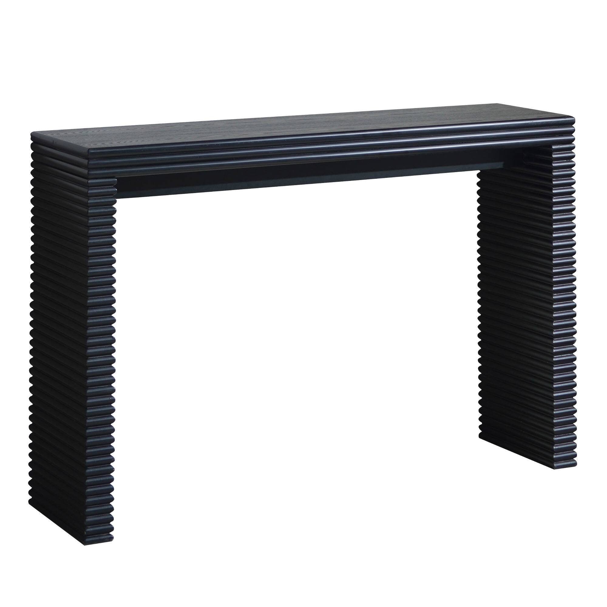 Front. Spaco - Spaco Modern Console Table with Ribbed Design, 47 Inch Narrow Black Wood Entryway Sofa Table for Living Room Hallway - Antique Black.