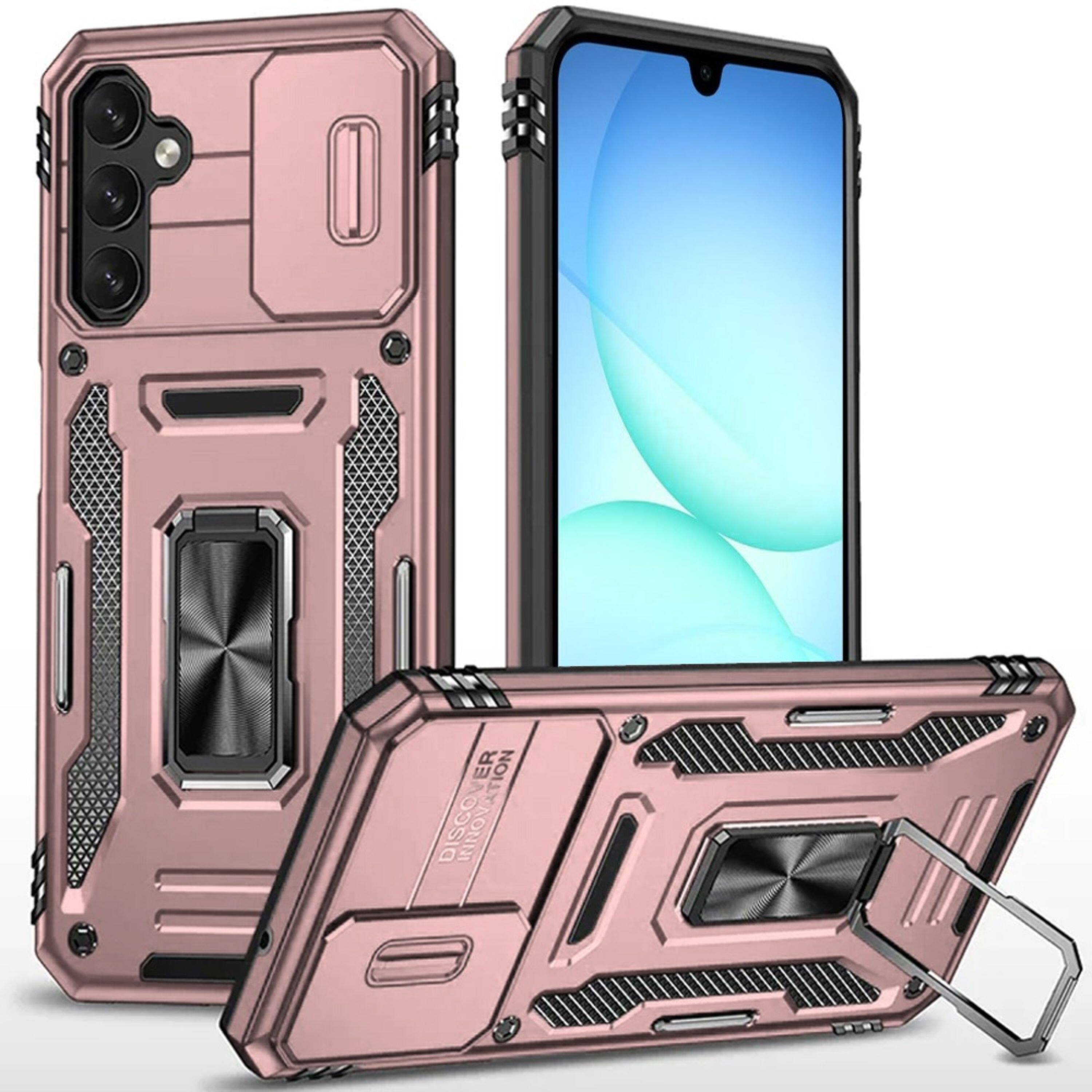 Kitcheniva - Sliding Lens with Magnetic Ring Stand Plus Tempered Glass For Samsung A17 5G Case - Rose Gold price history on PriceWatchPro