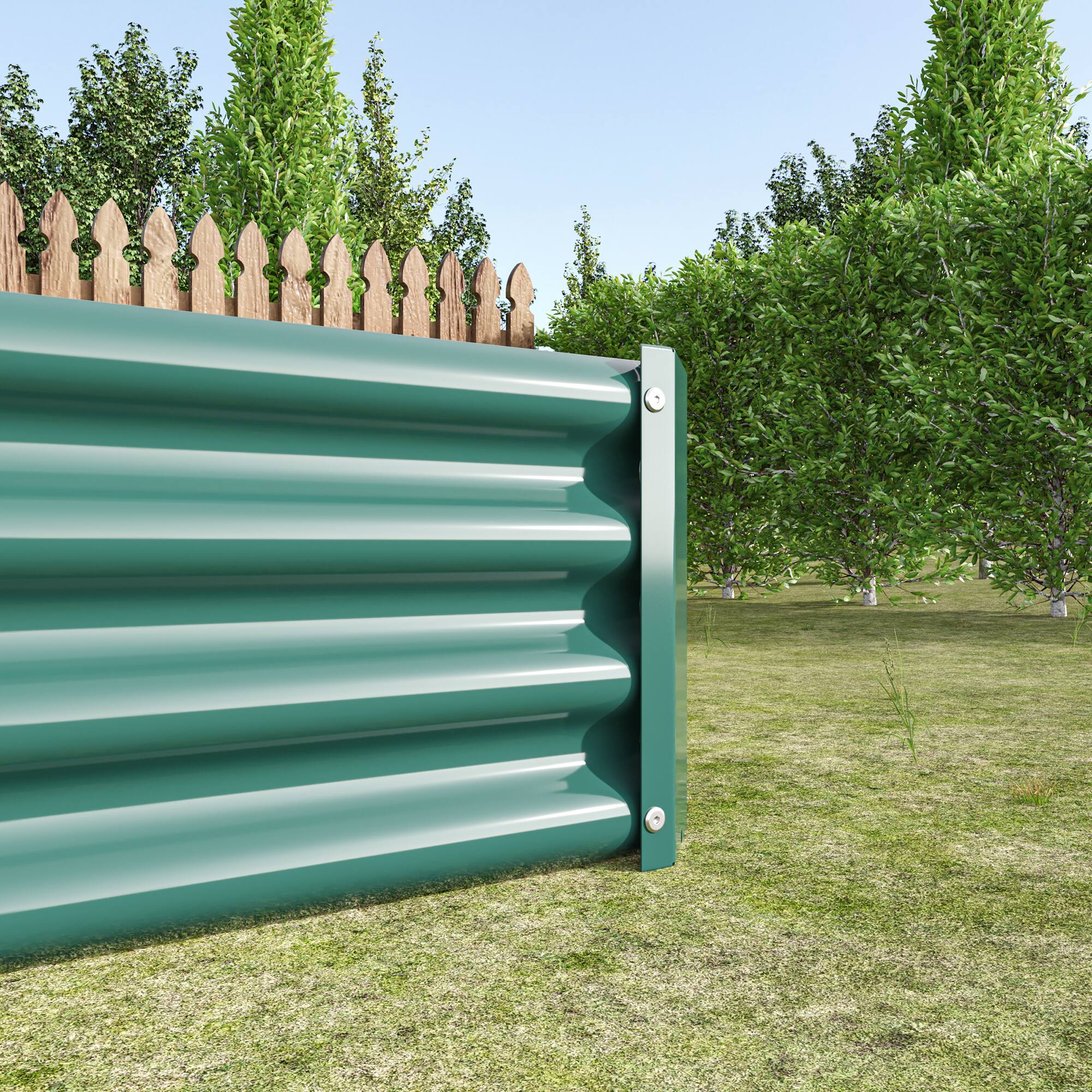 Alt View 5. PAIHOME - Metal Raised Garden Bed, 7.6x3.7x0.98 ft Rectangle Raised Planter for Flowers Plants, Vegetables Herb, Garden Decor - Green.