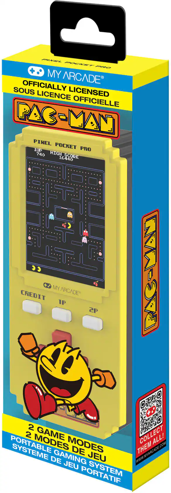 AXEL POCKET MA0 MY ARCADE SOUS OFFICIALLY LICENSED OFFICIELLE PAC-MAN PINEL POCKET PRO IUP 740 HIGH SCORE 16440 CREDIT MYARCADE IP 2P PAC-MAN 2 2 GAME COLLECT ALL! MODES DE THEM SYSTEME DE GAMING JEU WWW.MYARCADE.COM JEU SYSTEM - T (Teen 13+)