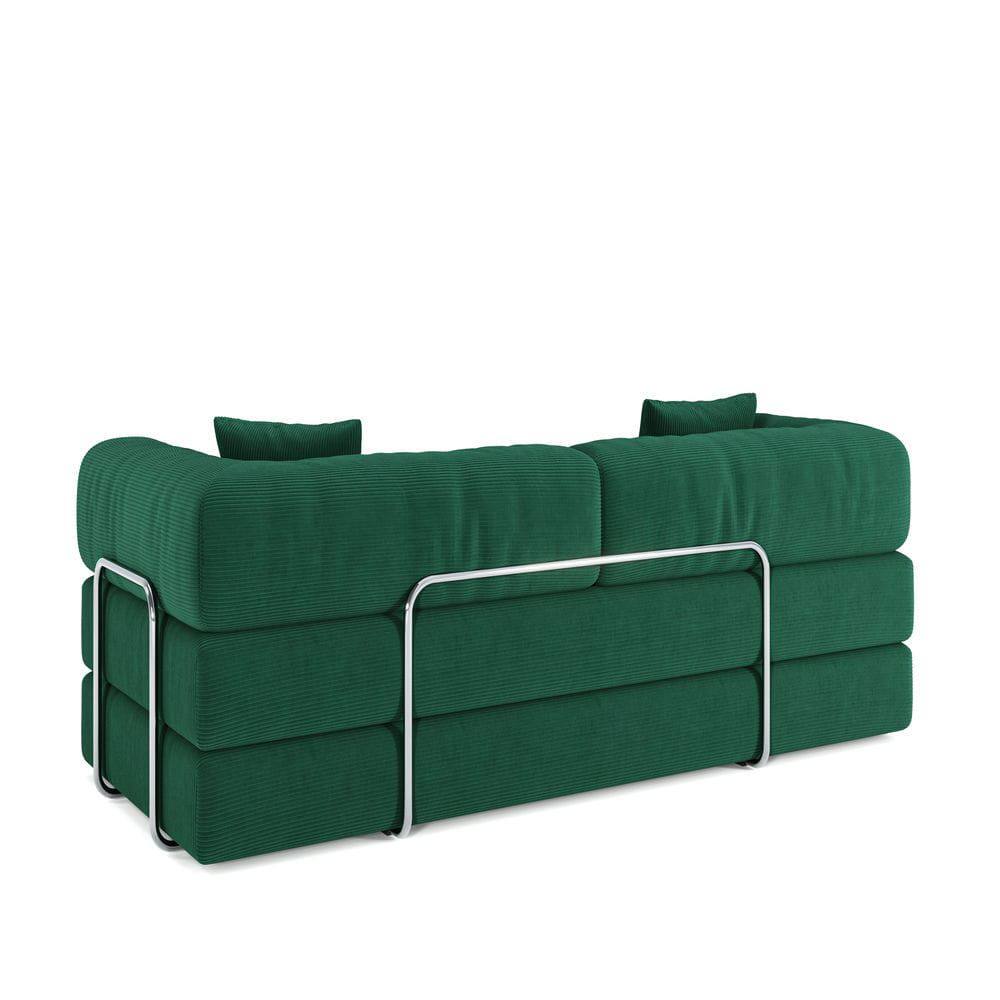 Left. Kadyn - 78.8" Modular Floor Sofa, Convertible Pudding Block Sectional with Armrests, Ready to Use, Green - Green.