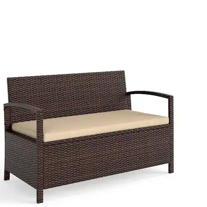 Front. Gymax - Gymax 42 Gallon Outdoor Deck Box w/ Seating for Garden Tools & Pool Supplies for Front Porch Mix Brown - Brown.