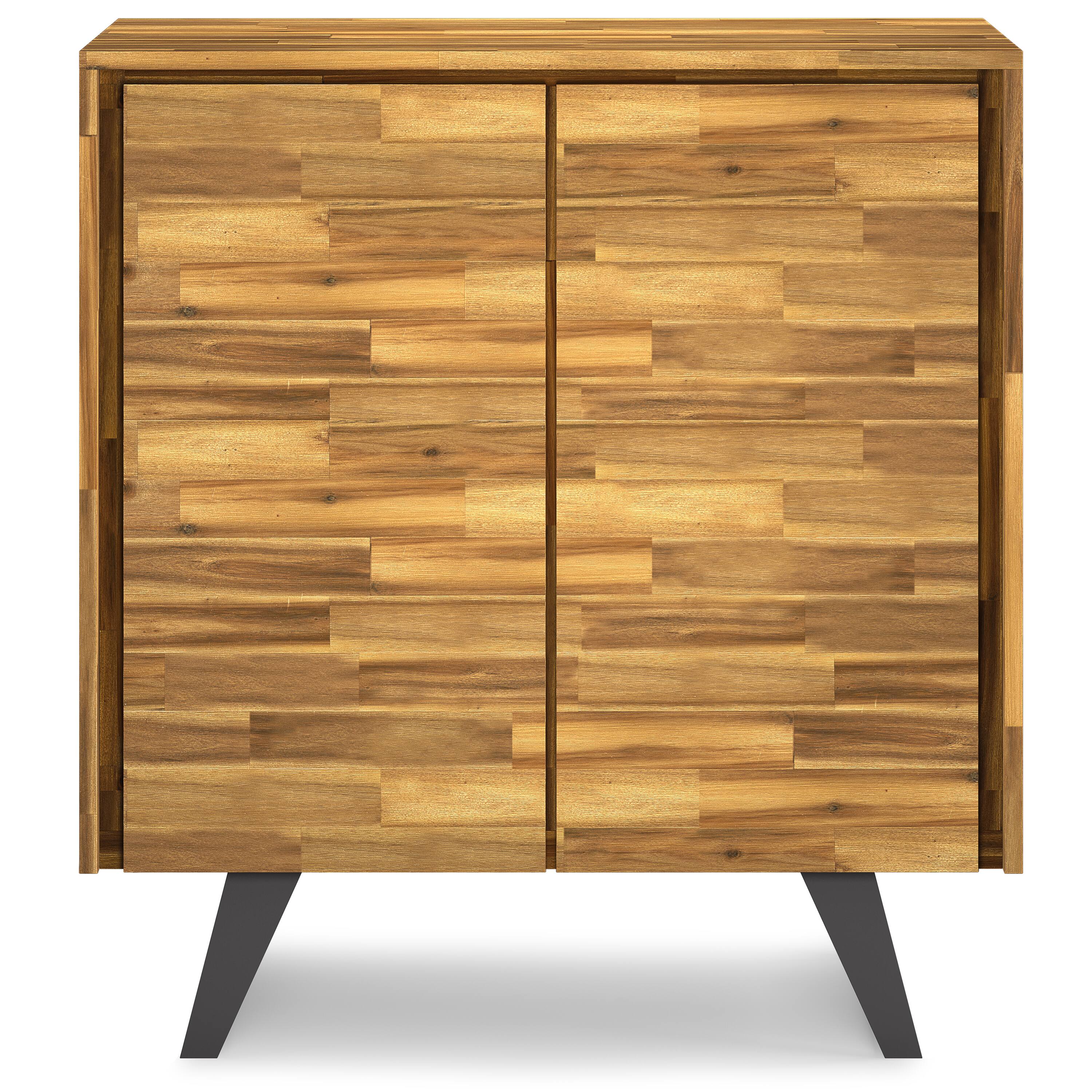 Left. Simpli Home - Lowry Solid Acacia 39 inch Storage Cabinet in Distressed Golden Wheat (Set of 2) - Distressed Golden Wheat.