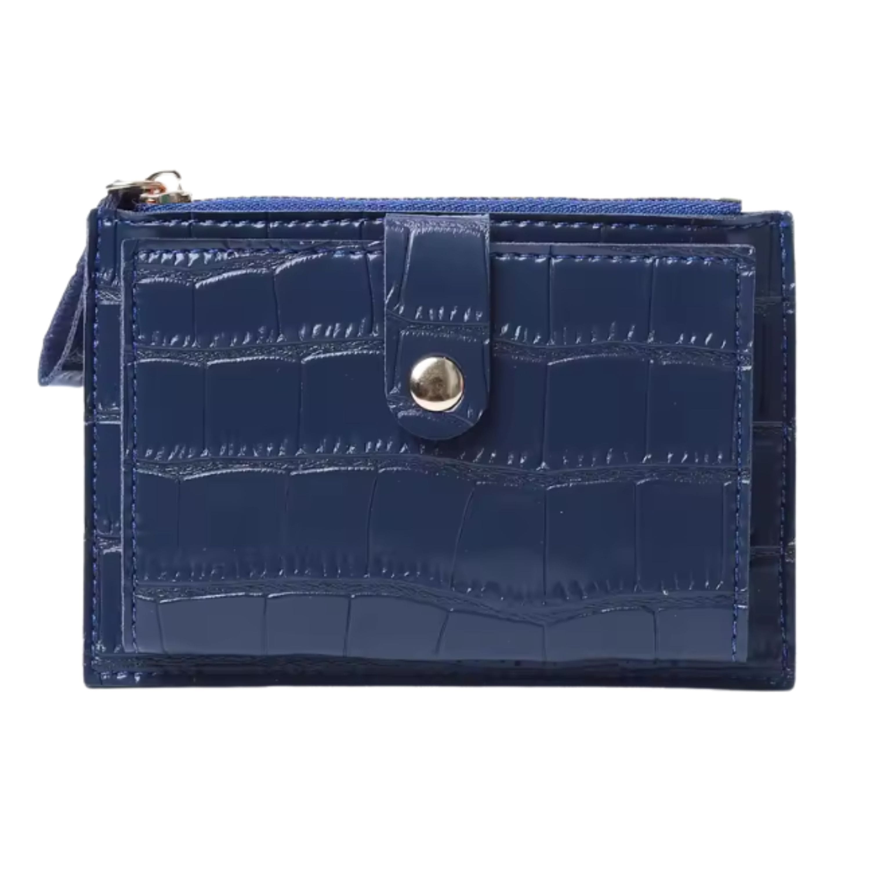 Kitcheniva - Women's Ultra-Thin Lightweight Crocodile Print Wallet, Holds Cards, Coins & Cash - Blue