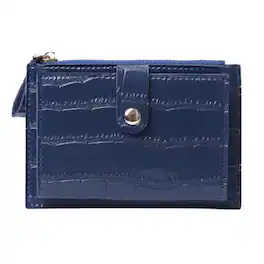 Kitcheniva - Women's Ultra-Thin Lightweight Crocodile Print Wallet, Holds Cards, Coins & Cash - Blue