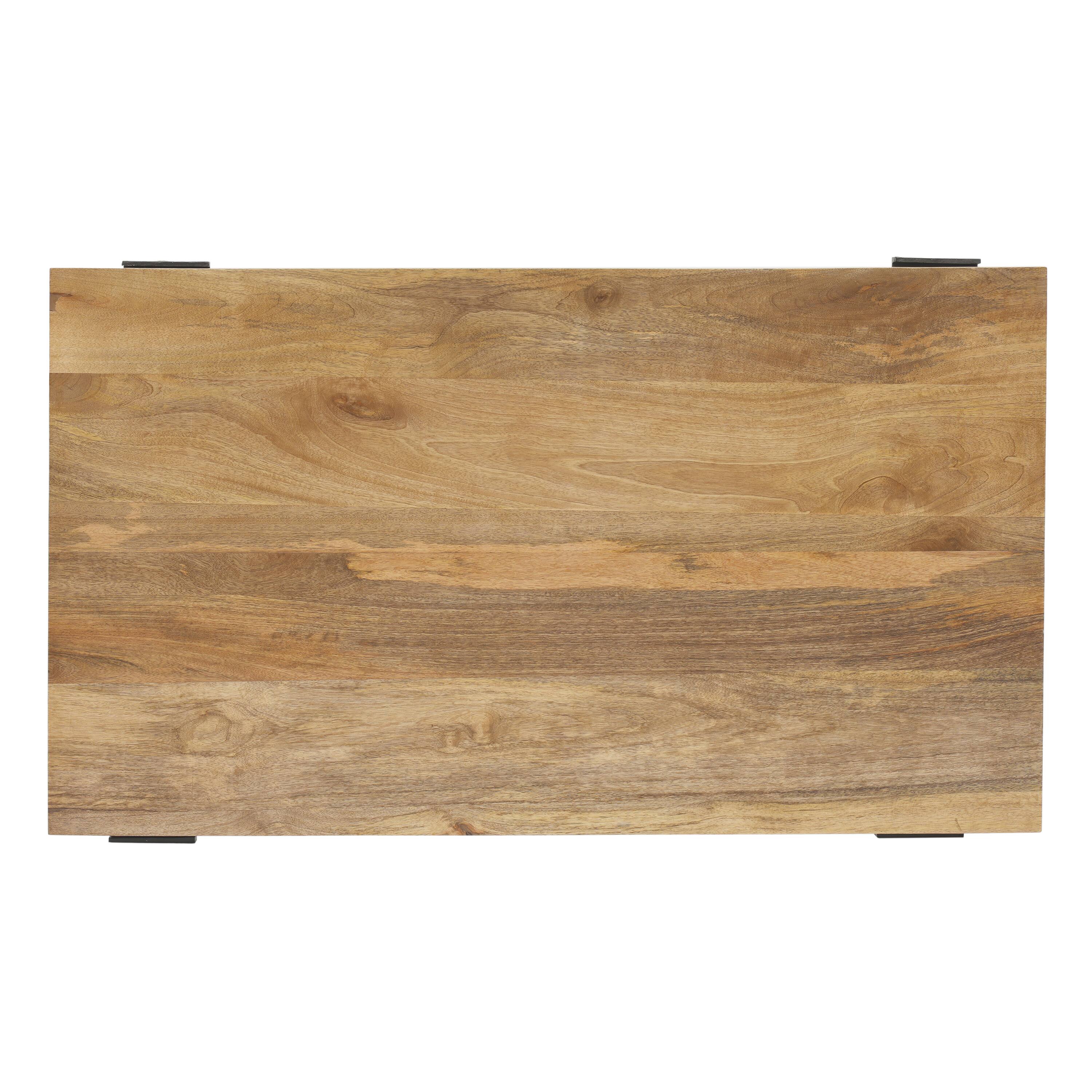 Alt View 2. Manhattan Lane - Marlon 48" Coffee Table | Handmade Aluminum Cast Black Frame | Solid Mango Wood Top - Black, Brown.