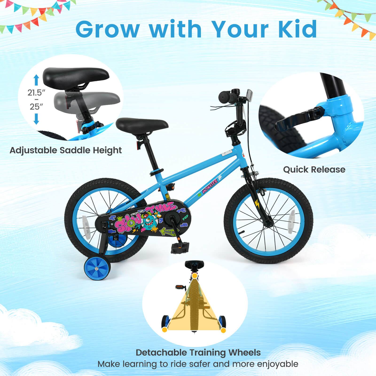 Grow with Your Kid

- 21.5" | 25" Adjustable Saddle Height
- Quick Release
- Detachable Training Wheels

Make learning to ride safer and more enjoyable