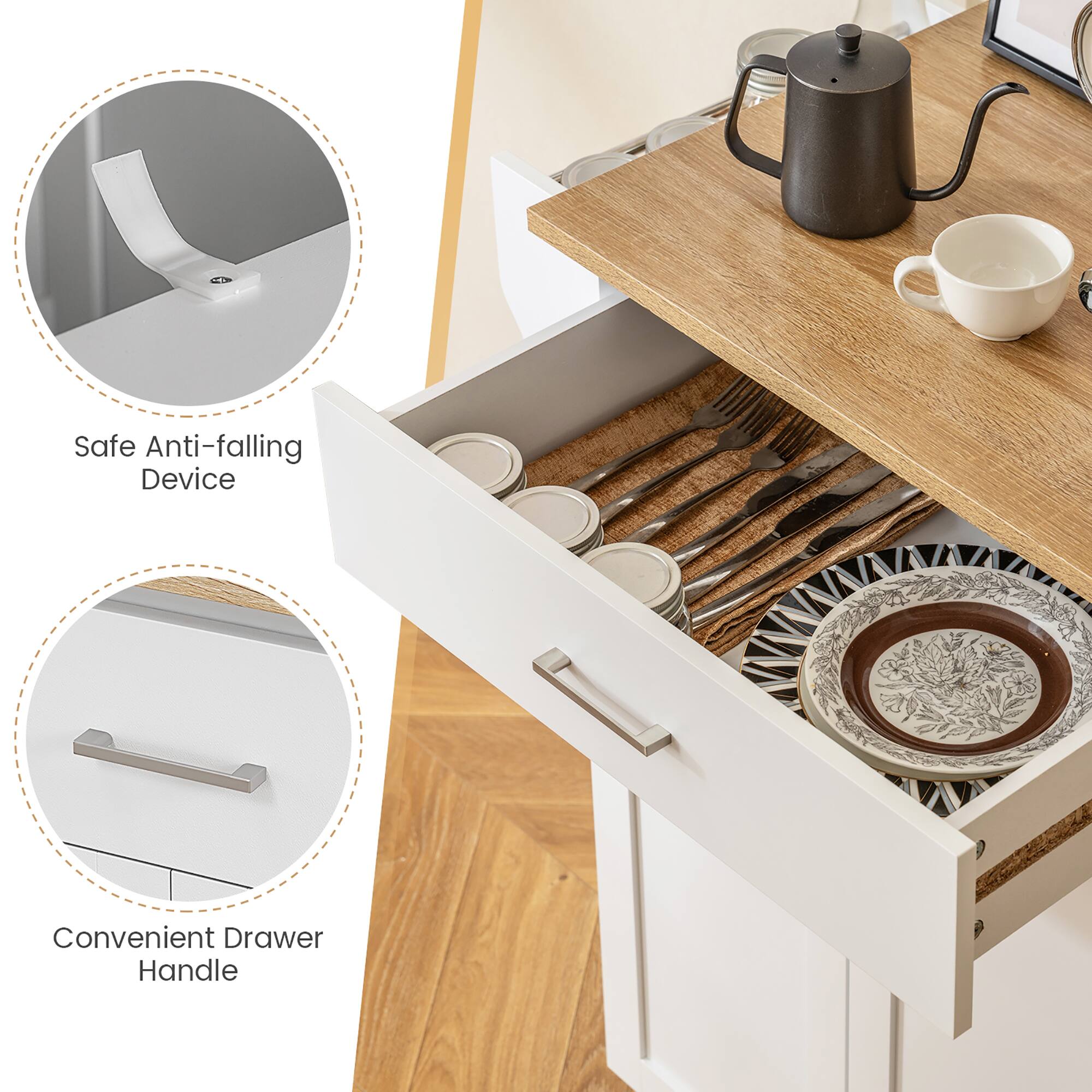 Safe Anti-falling Device  
Convenient Drawer Handle