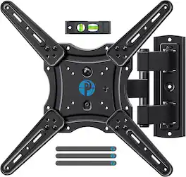Pipishell - 26-65 Inch Full Motion TV Mount, 77 lbs Capacity, Tilt Swivel Level, VESA 400x400mm - Black