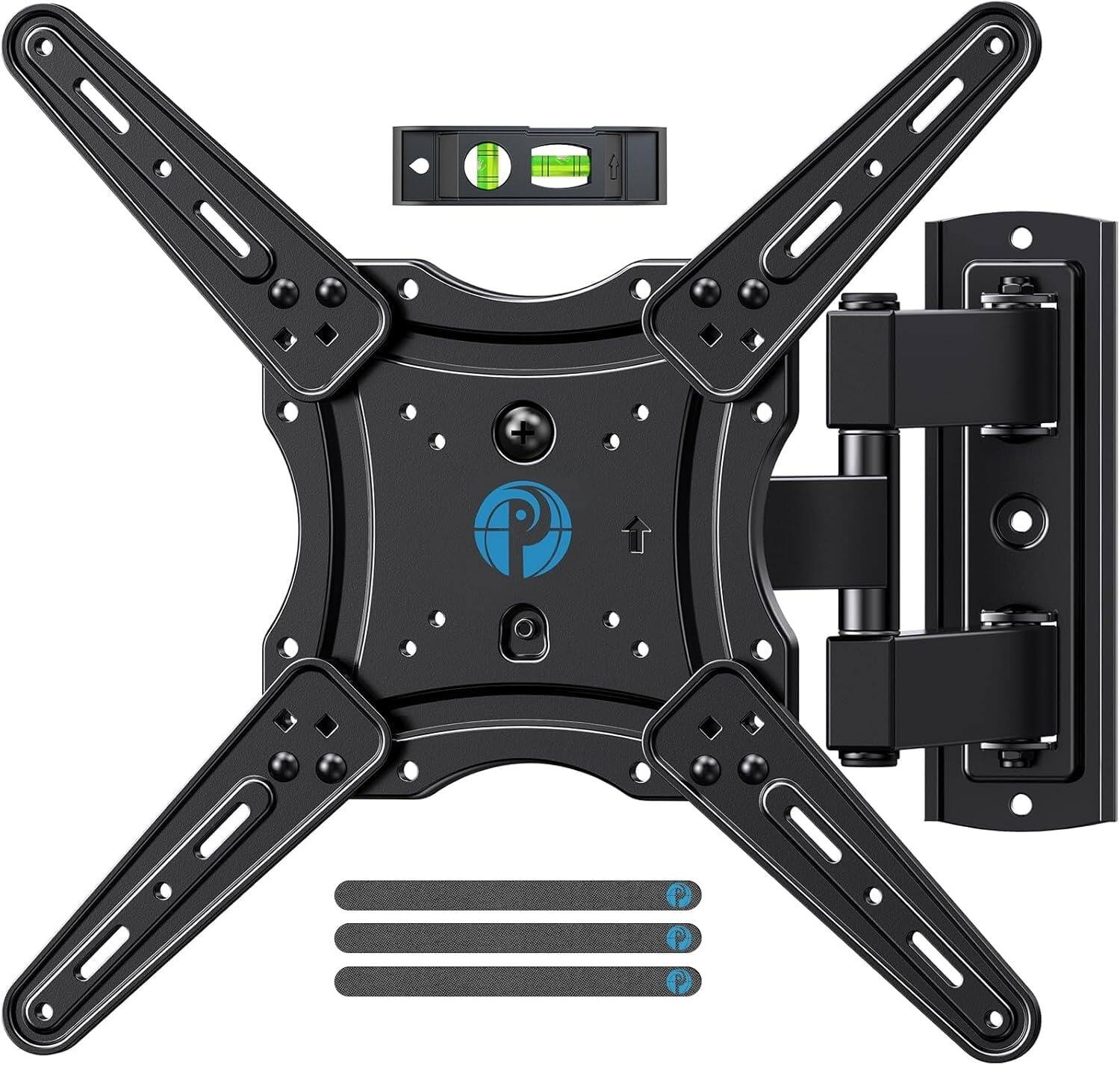 Front. Pipishell - 26-65 Inch Full Motion TV Mount, 77 lbs Capacity, Tilt Swivel Level, VESA 400x400mm - Black.