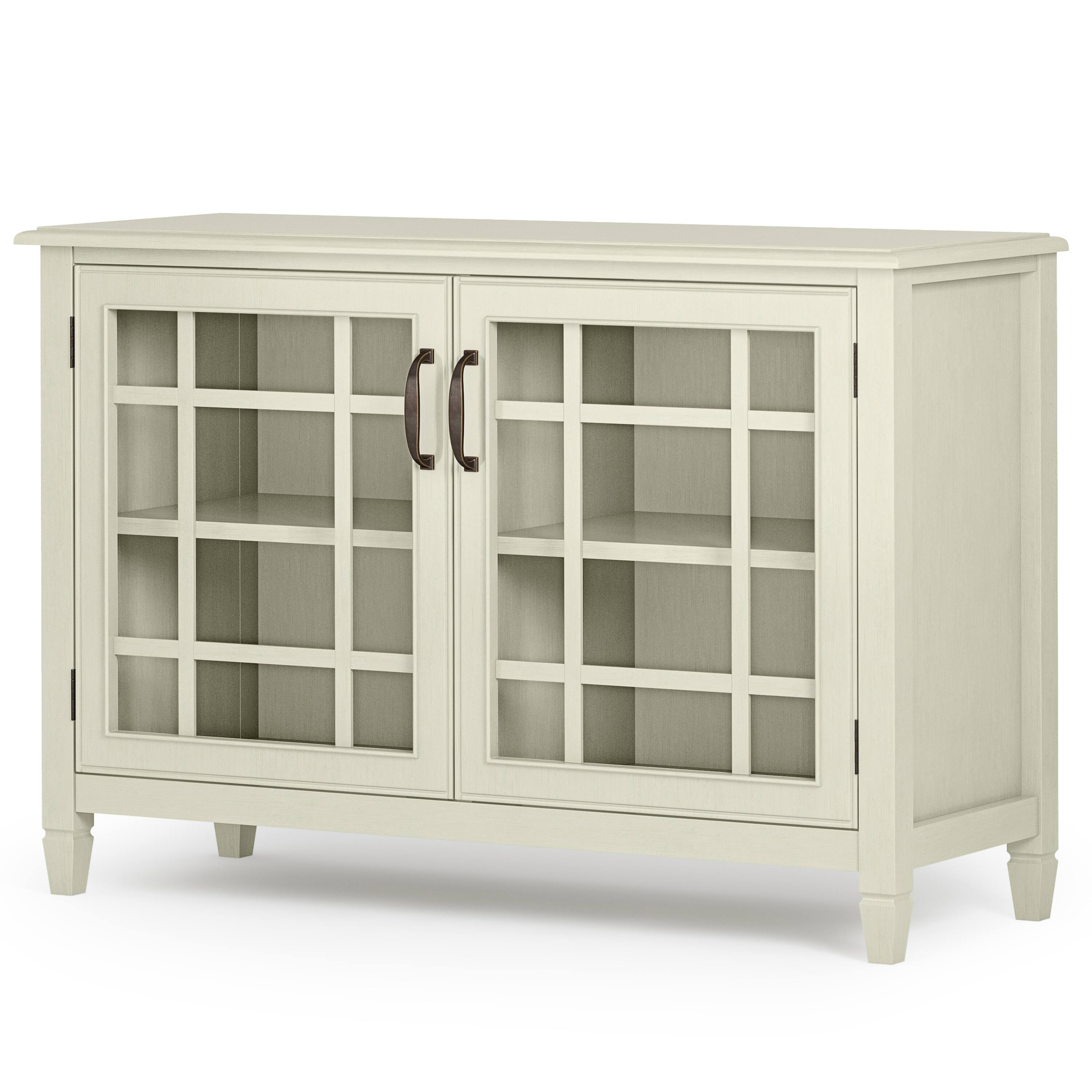 Angle. Simpli Home - Connaught Low Storage Cabinet - Antique White.