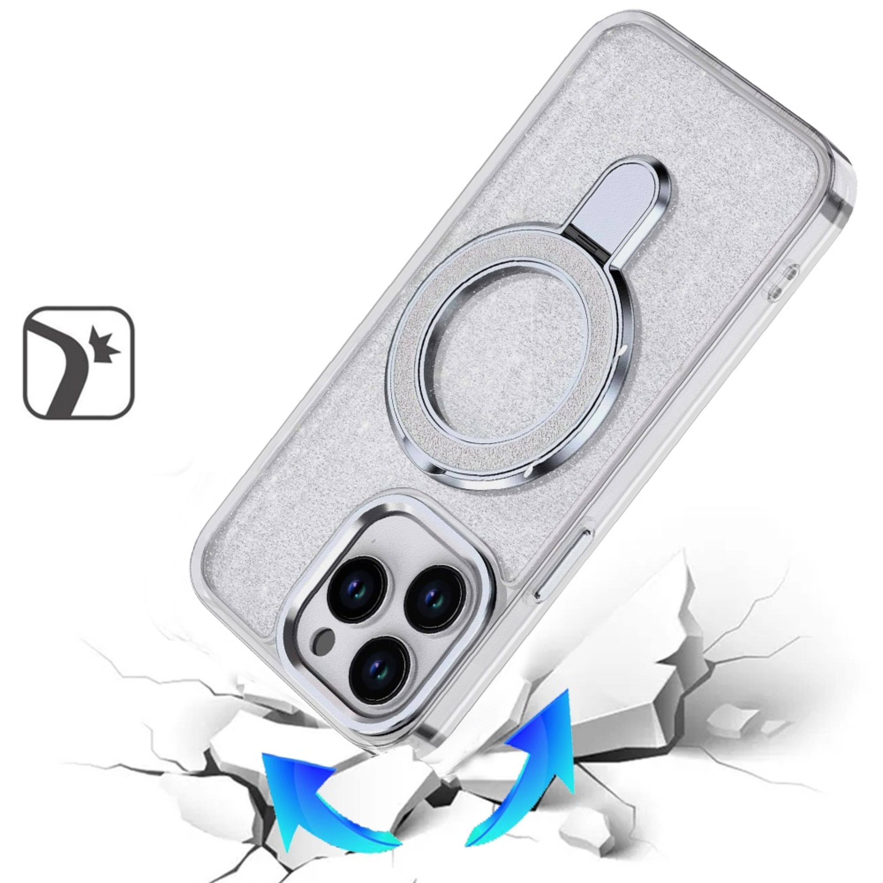 Left. Kitcheniva - Translucent Full Glitter Magnetic Case For iPhone 14 Pro Max Clear - Clear.