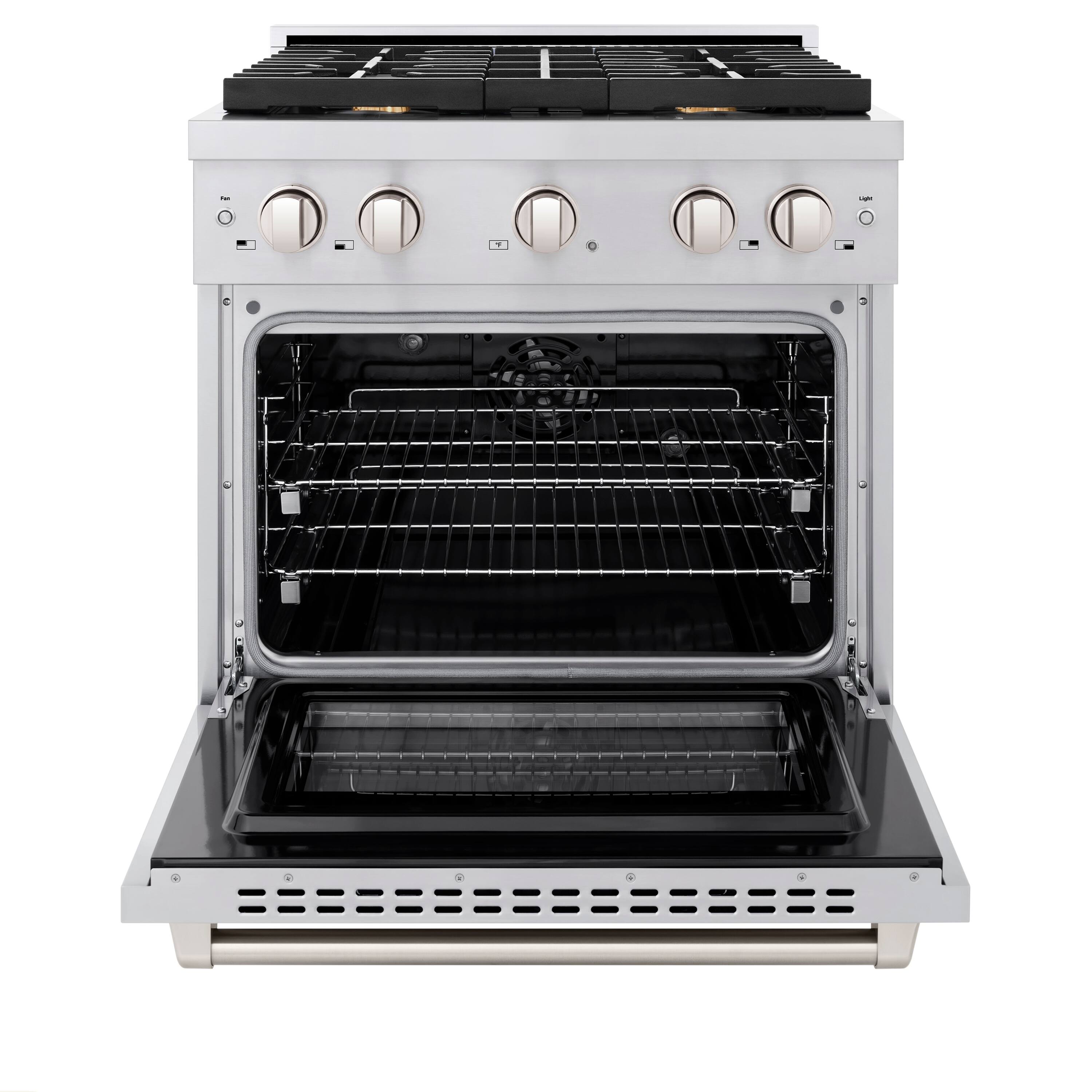 Angle. ZLINE - ZLINE 30" Paramount Dual Fuel Stainless Steel Range with 4 Brass Burners and Convection Oven (SDR-BR-30) - Stainless Steel.