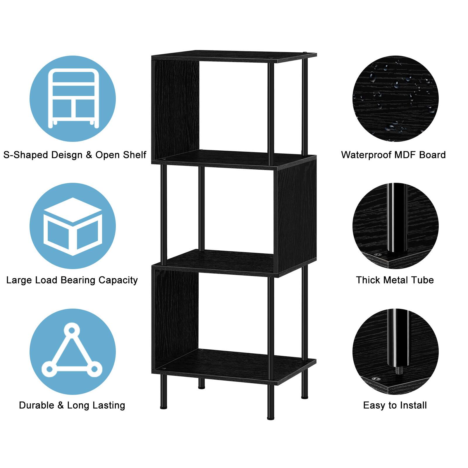 S-Shaped Design & Open Shelf Waterproof MDF Board Large Load Bearing Capacity Thick Metal Tube Durable & Long Lasting Easy to Install