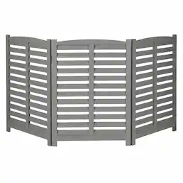RYHNUYNE - 3-Panel Outdoor Wood Privacy Screen for Air Conditioner, 3-Section Freestanding Fence 32x38 Inch, Patio Garden - Gray