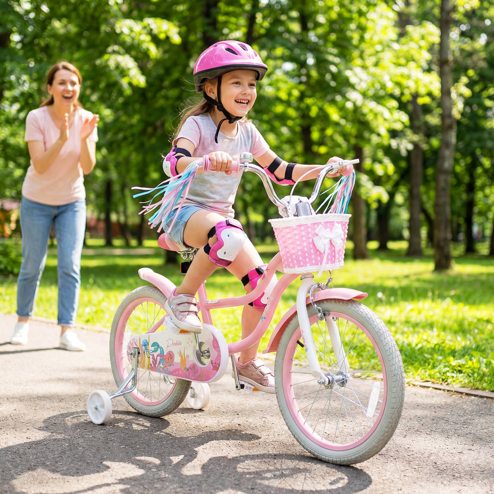 Alt View 1. Gymax - Gymax 18'' Kids Bike Toddler Bicycle w/ Training Wheels Hand & Coaster Brakes Pink - Pink.