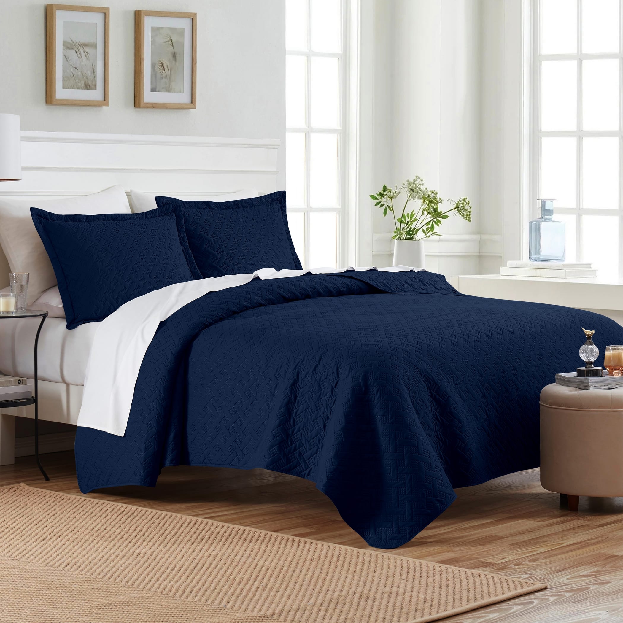 Dan River - 3 Piece Basket Pinsonic 1 quilt 2 shams - Navy price history on PriceWatchPro