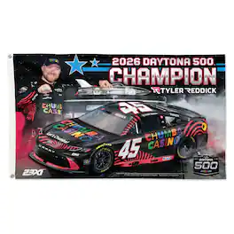 WinCraft - Tyler Reddick 2026 Daytona 500 Champion One-Sided Deluxe 3' x 5' Flag - Gray