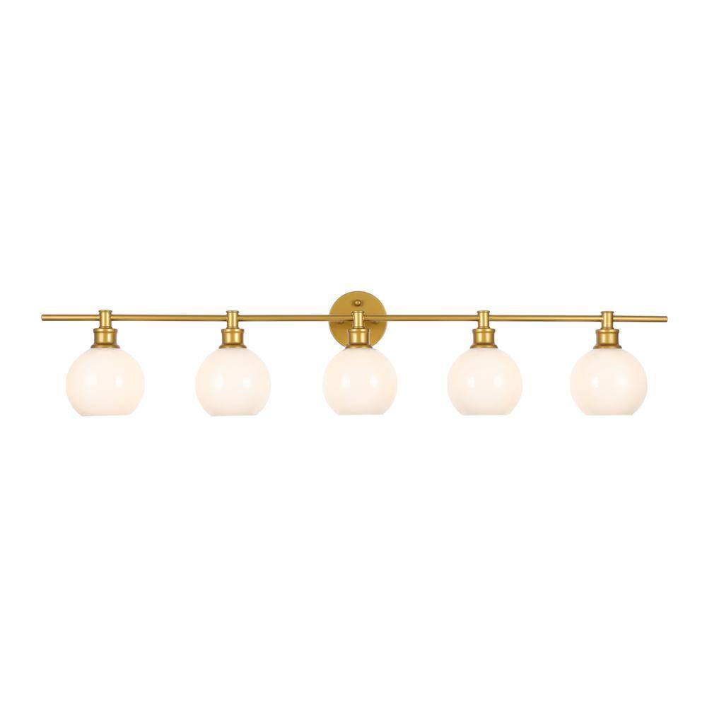 Alt View 2. Living District - Collier 5 light Brass and Frosted white glass Wall sconce - Brass And Frosted White Glass.