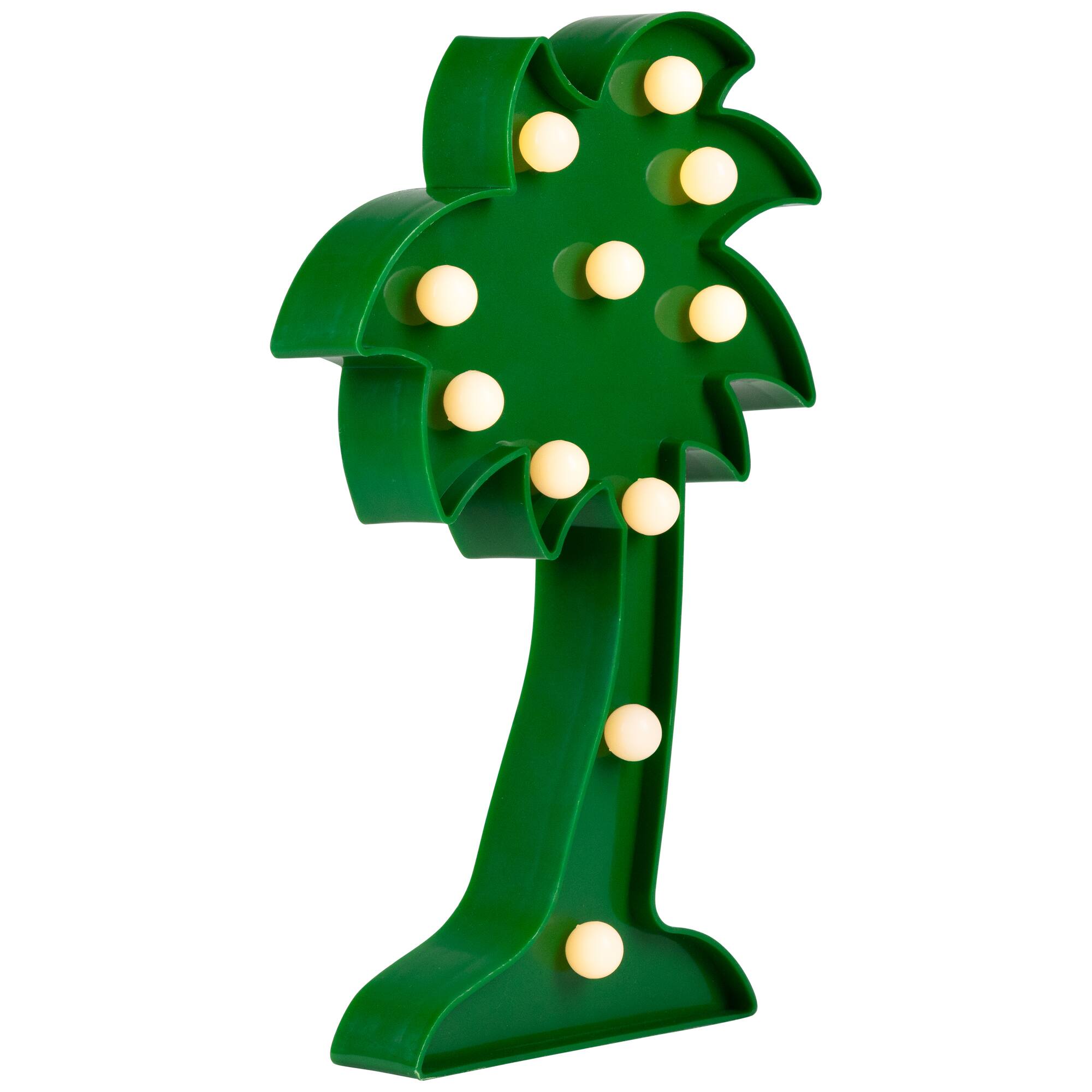 Alt View 3. Northlight - LED Lighted Palm Tree Marquee Wall Art - 10" - Green - Green.