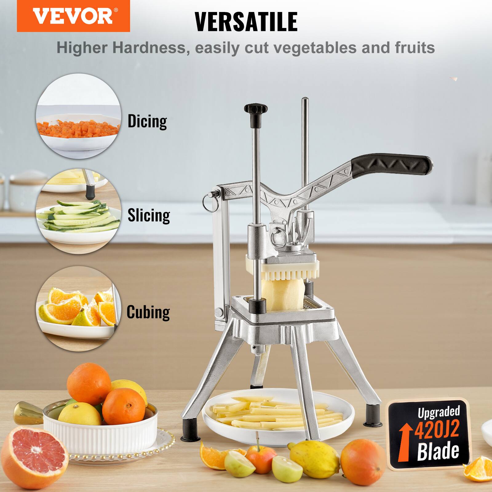 VEVOR VERSATILE Higher Hardness, easily cut vegetables and fruits Dicing Slicing Cubing Upgraded 420J2 Blade