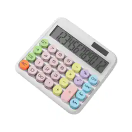Sahara - 12-Digit Desktop Calculator | Solar & Battery Powered | Large Keys | Vibrant Colors - Cream