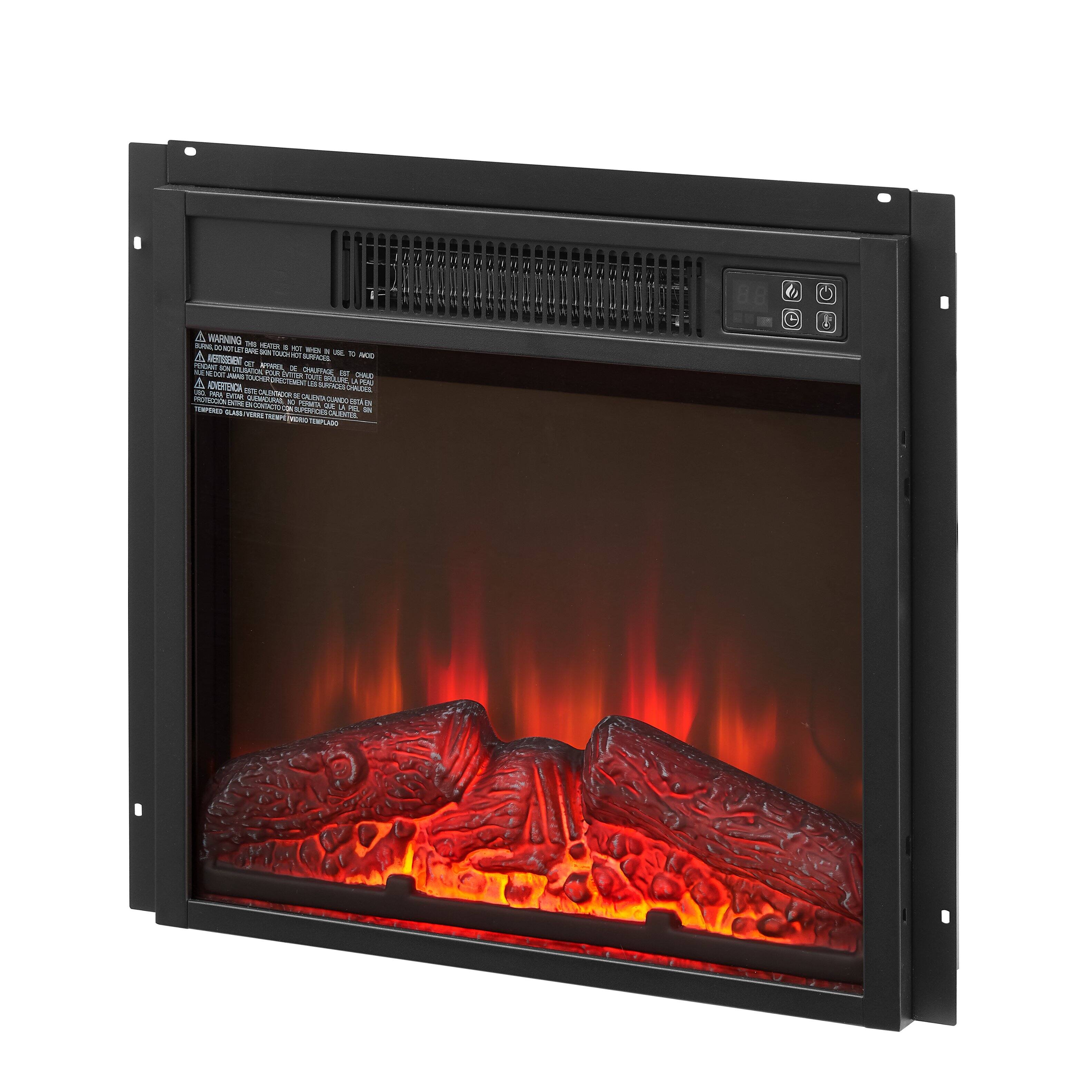 Alt View 2. Tiramisubest - Electric Fireplace Insert 18" 1400W,Equipped with remote control,ultra thin heater with log set & realistic flame,BLACK - Black.
